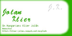 jolan klier business card